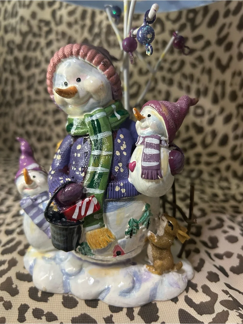 Home Interiors and Gifts Snowman Tea Light Candle Holder w/Shade